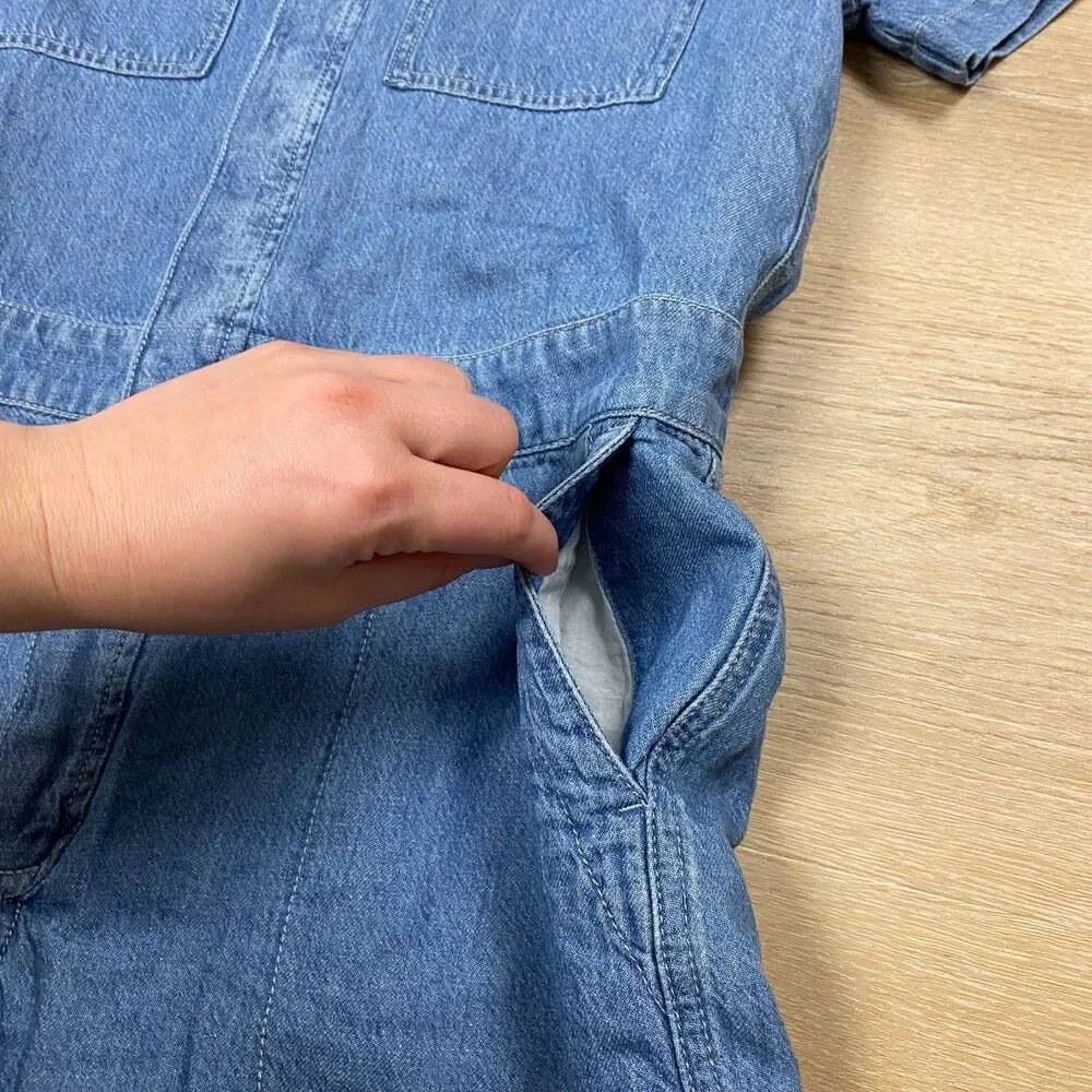 NWT‎ Madewell Petite Denim Coverall Romper Women's Size LP - Picture 9 of 13